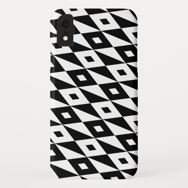 Funda De Case-Mate Para iPhone Modelo moderno blanco y negro de los rombos (Reverso)