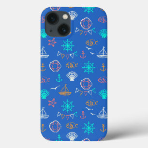 Funda Para iPhone 13 Modelo náutico 1 del dibujo de tiza