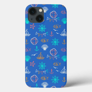Funda Para iPhone 13 Modelo náutico 1 del dibujo de tiza