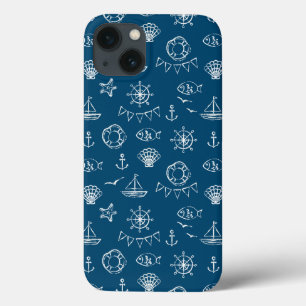 Funda Para iPhone 13 Modelo náutico 2 del dibujo de tiza