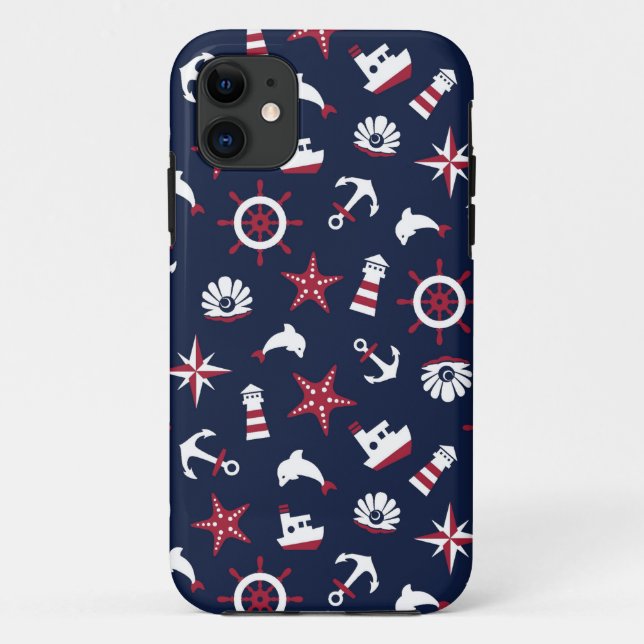 Funda De Case-Mate Para iPhone Modelo náutico del mar (Reverso)