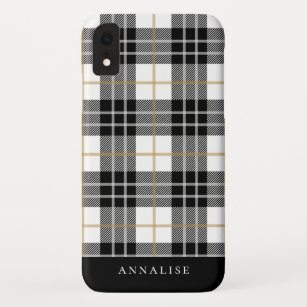 Funda Para iPhone XR Modelo negro/blanco de moda de la tela escocesa