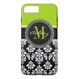 Funda Para iPhone 8 Plus/7 Plus Modelo negro del damasco de la verde lima con