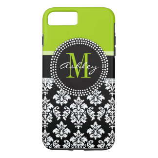 Funda Para iPhone 8 Plus/7 Plus Modelo negro del damasco de la verde lima con