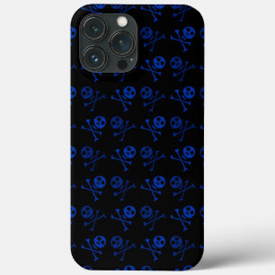 Funda Para iPhone 13 Pro Max Modelo negro y azul del cráneo del dibujo animado
