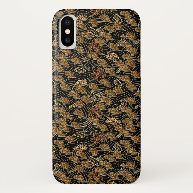 Funda De Case-Mate Para iPhone Modelo oriental del dragón del mar (Reverso)
