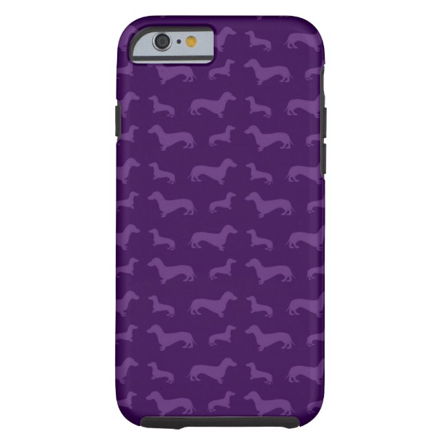 Funda De Case-Mate Para iPhone Modelo púrpura lindo del dachshund (Reverso)