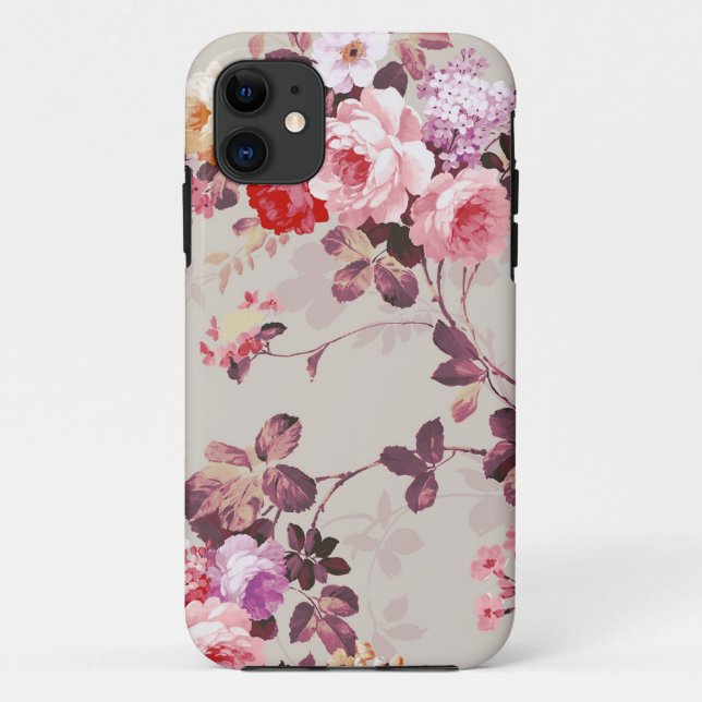 Funda De Case-Mate Para iPhone Modelo púrpura rosado elegante de los rosas del (Reverso)