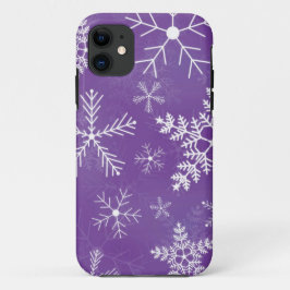 Funda Para iPhone 11 Modelo púrpura y blanco del copo de nieve