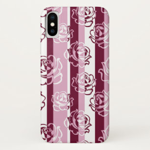 Funda Para iPhone X Modelo rayado con los rosas