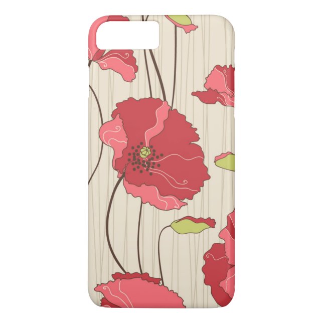 Funda De Case-Mate Para iPhone Modelo retro de las amapolas (Reverso)