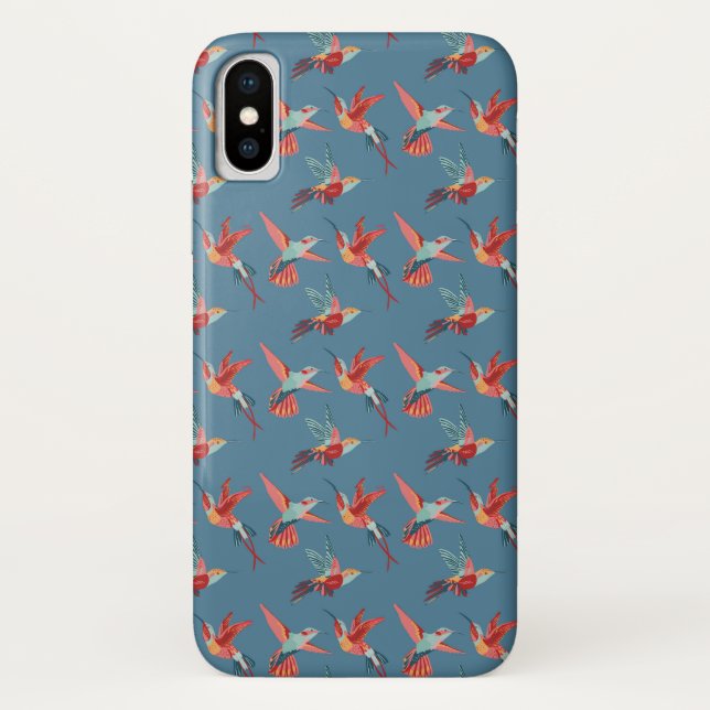 Funda De Case-Mate Para iPhone Modelo retro del colibrí (Reverso)
