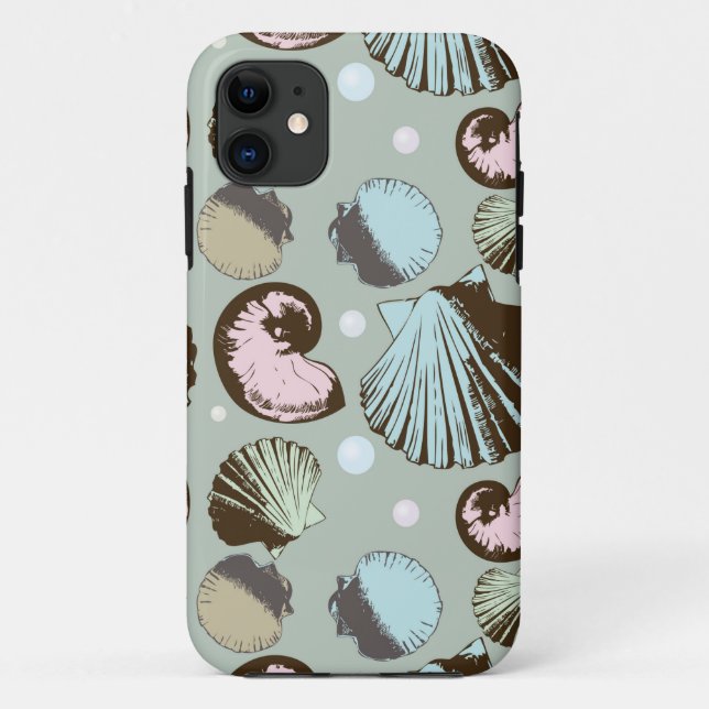 Funda De Case-Mate Para iPhone Modelo retro del Seashell (Reverso)