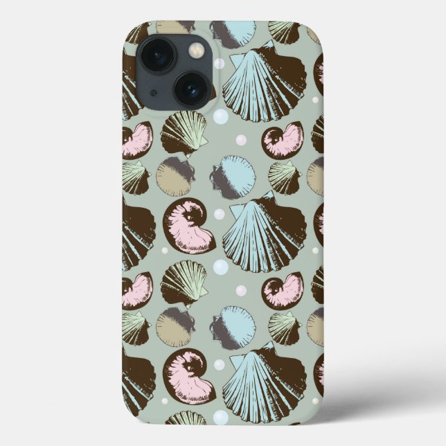 Funda De Case-Mate Para iPhone Modelo retro del Seashell (Reverso)