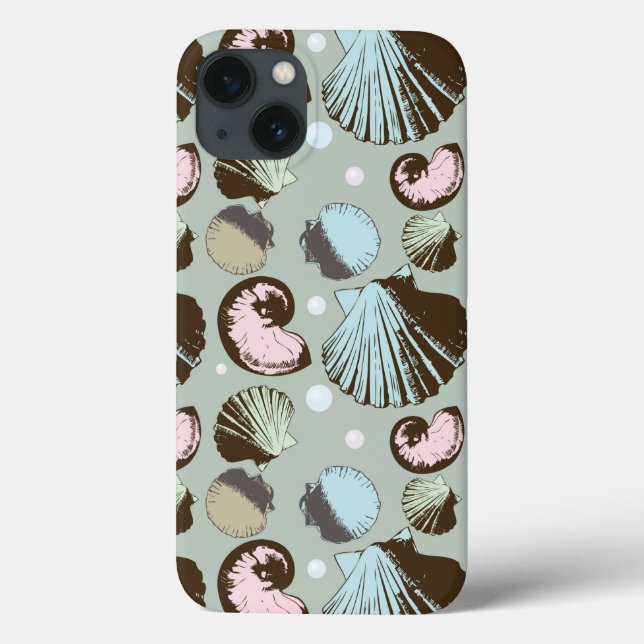 Funda De Case-Mate Para iPhone Modelo retro del Seashell (Reverso)