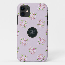 Funda Para iPhone 11 Modelo retro floral de la primavera. Monograma