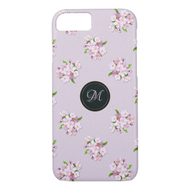 Funda De Case-Mate Para iPhone Modelo retro floral de la primavera. Monograma (Reverso)