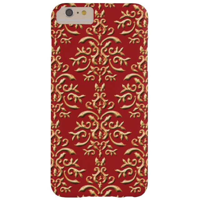 Funda De Case-Mate Para iPhone Modelo rojo del damasco del oro metálico (Reverso)
