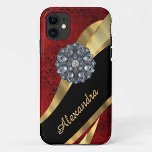 Funda Para iPhone 11 Modelo rojo elegante bonito del damasco