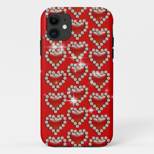 Funda De Case-Mate Para iPhone Modelo rojo romántico del corazón (Reverso)