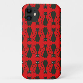 Funda Para iPhone 11 Modelo rojo y negro del gato del gótico