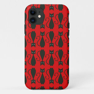 Funda Para iPhone 11 Modelo rojo y negro del gato del gótico