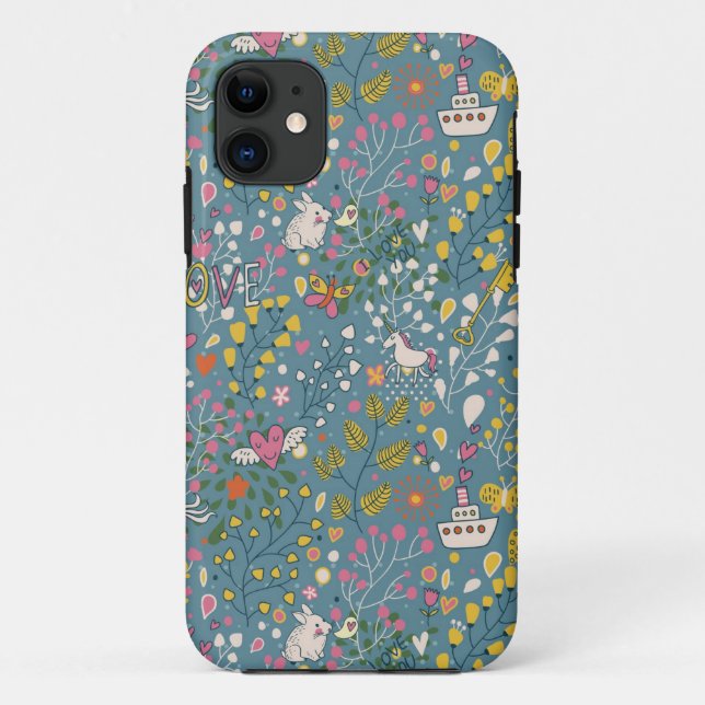 Funda De Case-Mate Para iPhone Modelo romántico abstracto con el dibujo animado (Reverso)