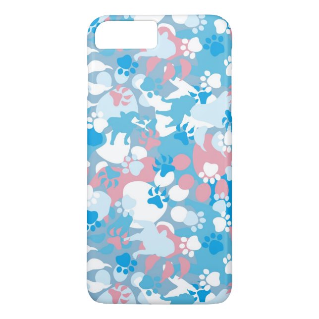 Funda De Case-Mate Para iPhone Modelo rosado y azul del perro del camuflaje (Reverso)