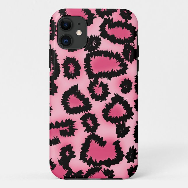 Funda De Case-Mate Para iPhone Modelo rosado y negro del estampado leopardo (Reverso)