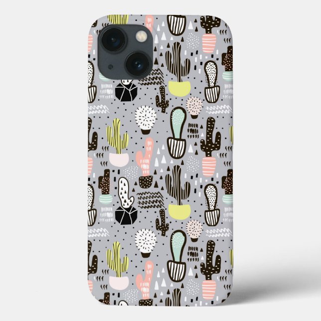 Funda De Case-Mate Para iPhone Modelo texturizado dibujado mano del cactus (Reverso)