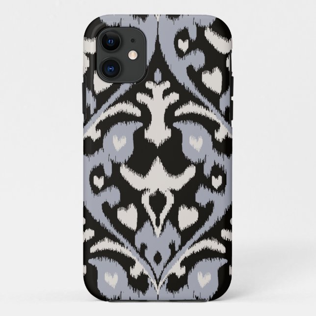 Funda De Case-Mate Para iPhone Modelo tribal del ikat negro gris intrépido (Reverso)