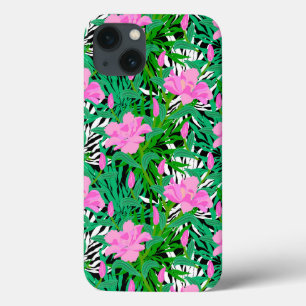 Funda Para iPhone 13 Modelo tropical con las flores de la selva