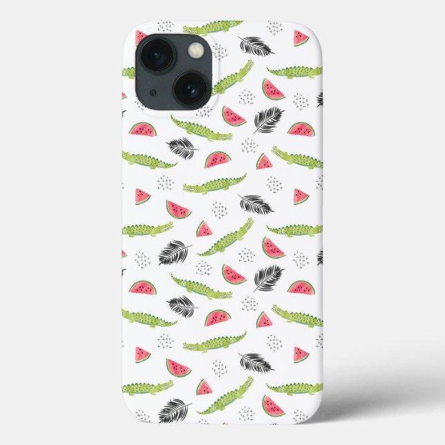 Funda De Case-Mate Para iPhone Modelo tropical de la sandía y del cocodrilo (Reverso)