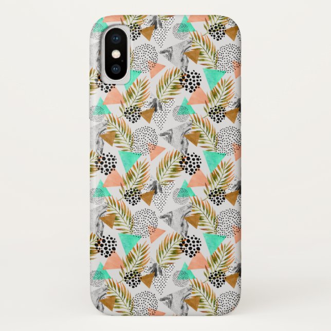 Funda De Case-Mate Para iPhone Modelo tropical geométrico abstracto de la hoja (Reverso)