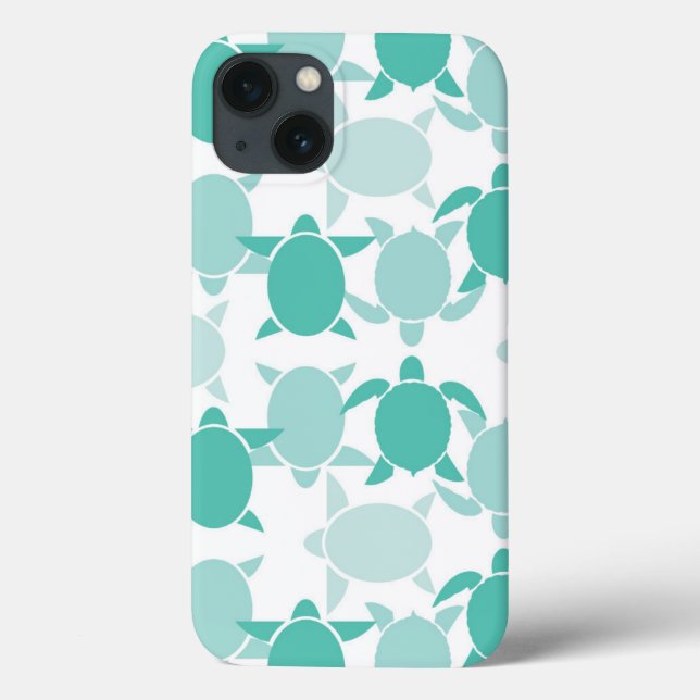 Funda De Case-Mate Para iPhone Modelo verde azulado de la tortuga (Reverso)