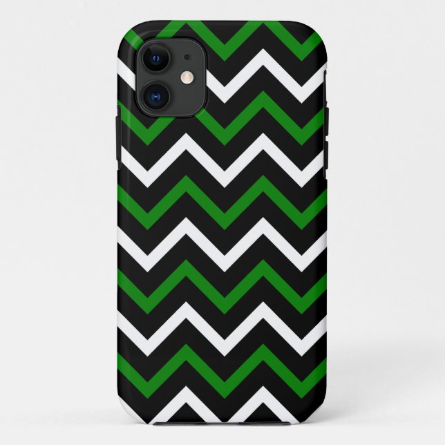 Funda De Case-Mate Para iPhone Modelo verde, blanco y negro de Chevron (zigzag) (Reverso)