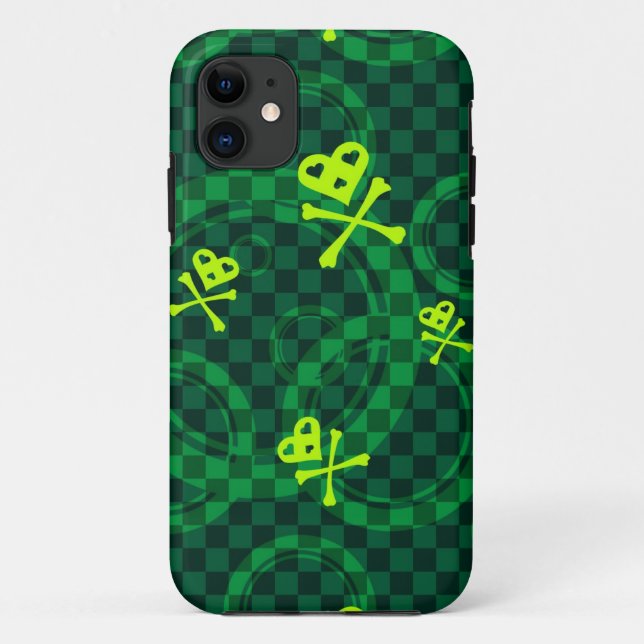 Funda De Case-Mate Para iPhone Modelo verde de Emo con los círculos (Reverso)
