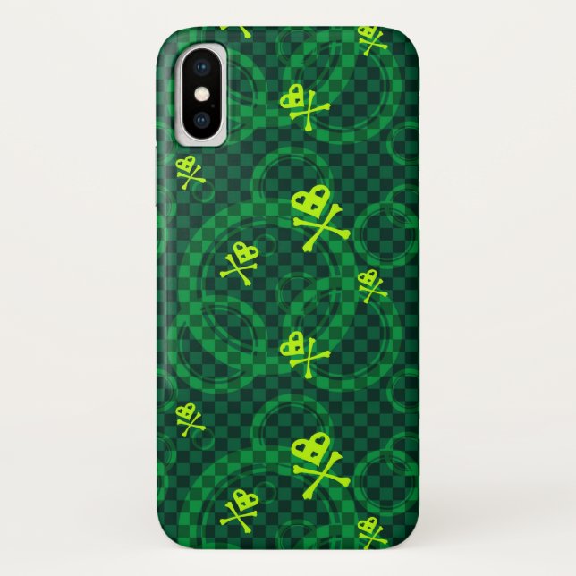 Funda De Case-Mate Para iPhone Modelo verde de Emo con los círculos (Reverso)