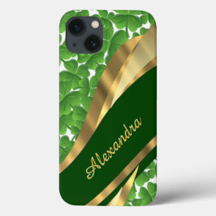 Funda Para iPhone 13 Modelo verde irlandés del trébol personalizado