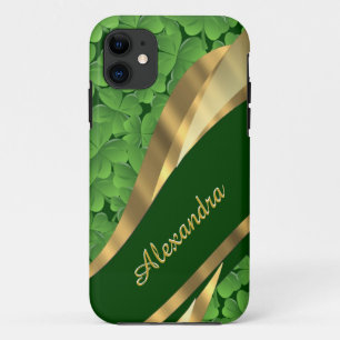 Funda Para iPhone 11 Modelo verde irlandés del trébol personalizado