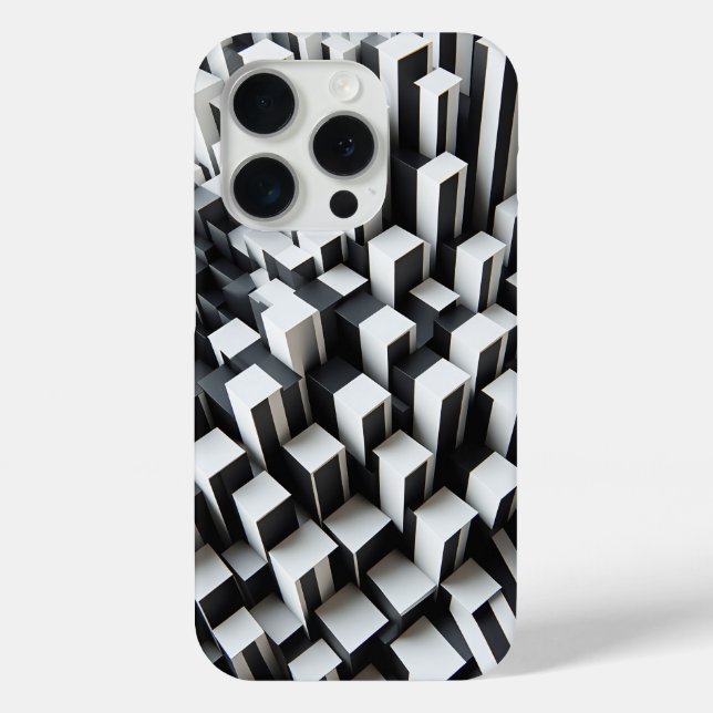 Funda De Case-Mate Para iPhone Modern 3D Black & White Geometric Phone Case  (Reverso )