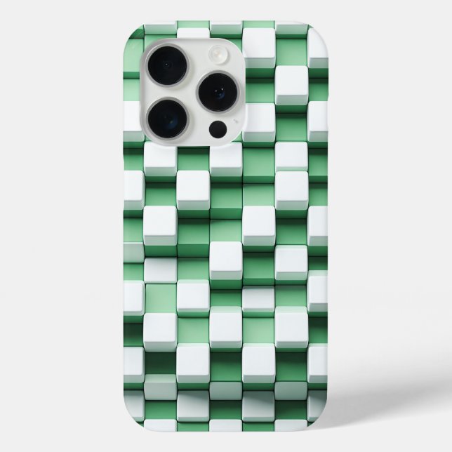 Funda De Case-Mate Para iPhone Modern 3D Geometric Cube Case - Mint Green & White (Reverso )