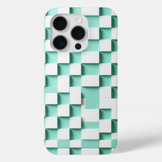 Funda De Case-Mate Para iPhone Modern 3D Geometric Cube Case - Mint Green & White (Reverso )