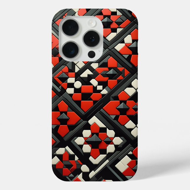 Funda De Case-Mate Para iPhone Modern 3D Geometric Mandala Case - Bold Red, Black (Reverso )