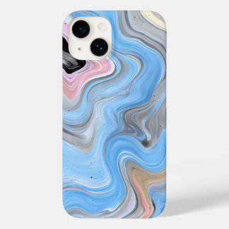Funda Para iPhone 14 De Case-Mate Modern Abstract Swirls Phone Case - Blue Pink Gold