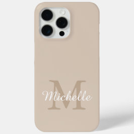 Funda Para iPhone 15 Pro Max Modern Beige Monogram Script Name