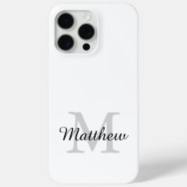 Funda Para iPhone 15 Pro Max Modern Black and White Monogram Script Name