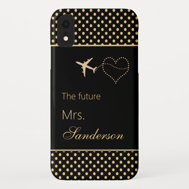 Funda De Case-Mate Para iPhone Modern Black Gold Polka Dots Future Sra. Personali (Reverso)