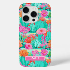 Funda Para iPhone 15 Pro Modern Blooming Cacti Personalized