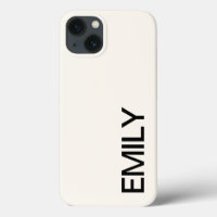 Modern Bold White Personalized iPhone 13 Funda